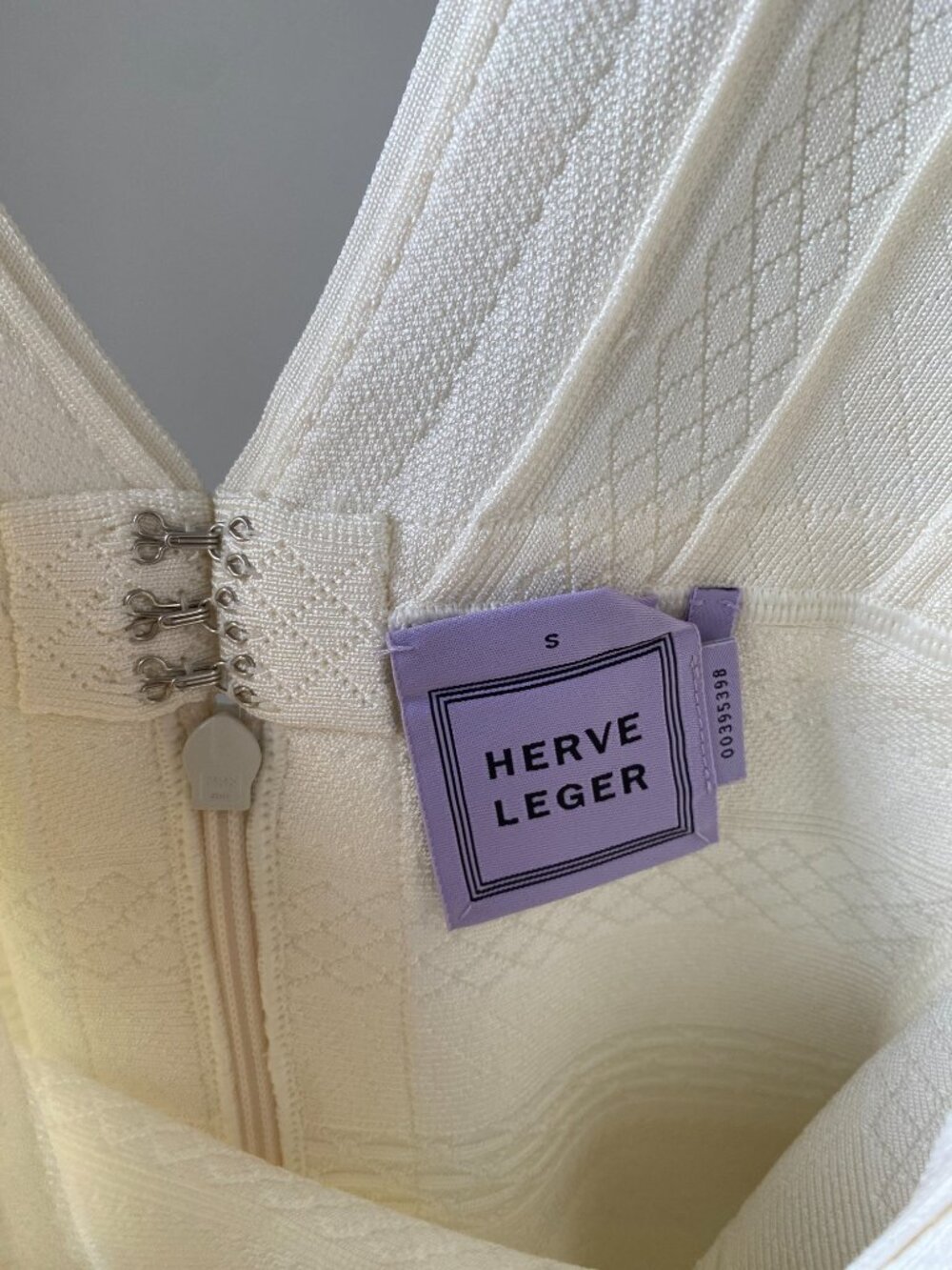 Hervé Léger "Lauren" Bandage Bodycon Mini Dress Ivory White Size S - Picture 8 of 10